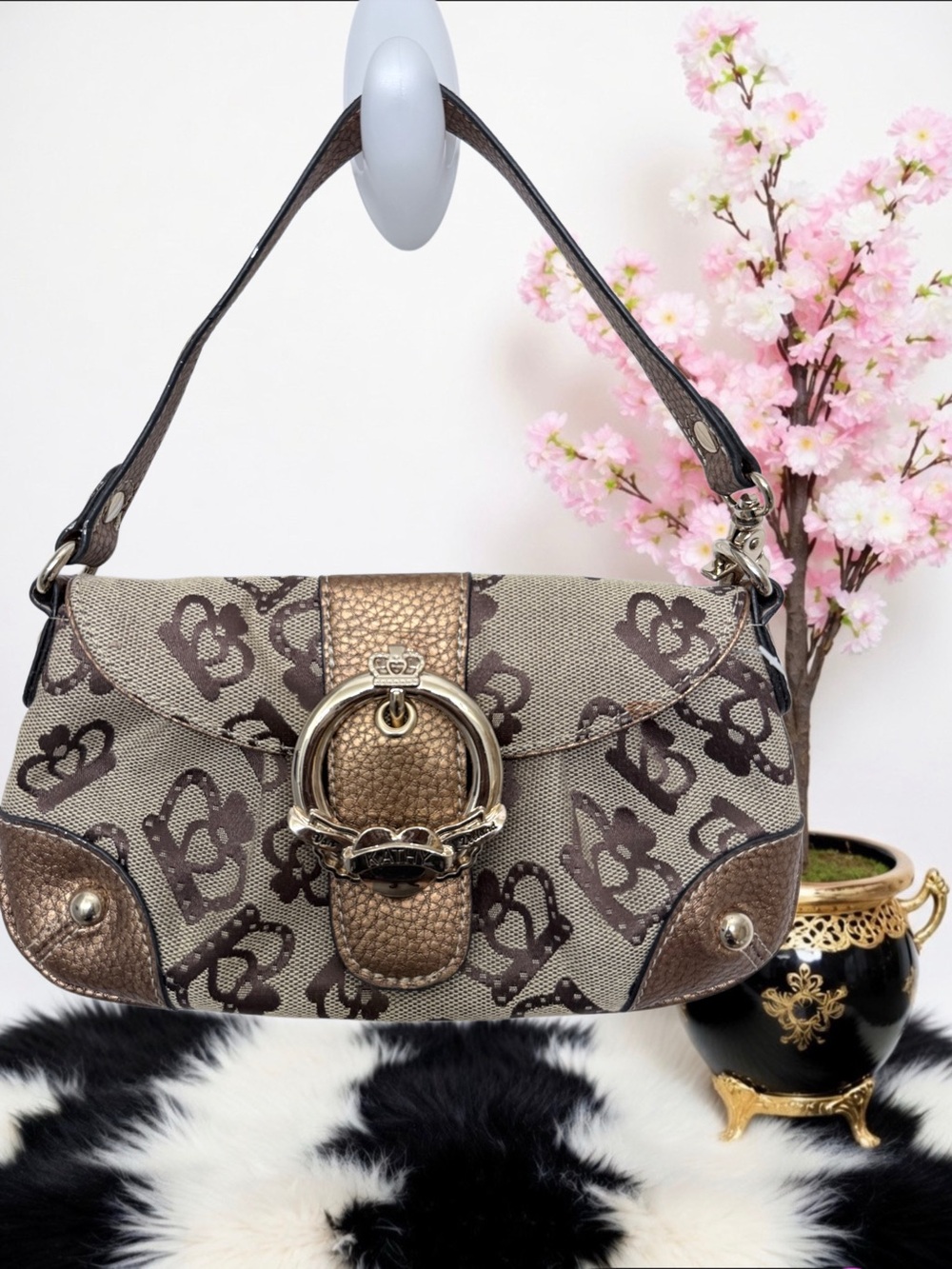 KATHY VAN ZEELAND MONOGRAM JACQUARD SHOULDER BAG NWOT